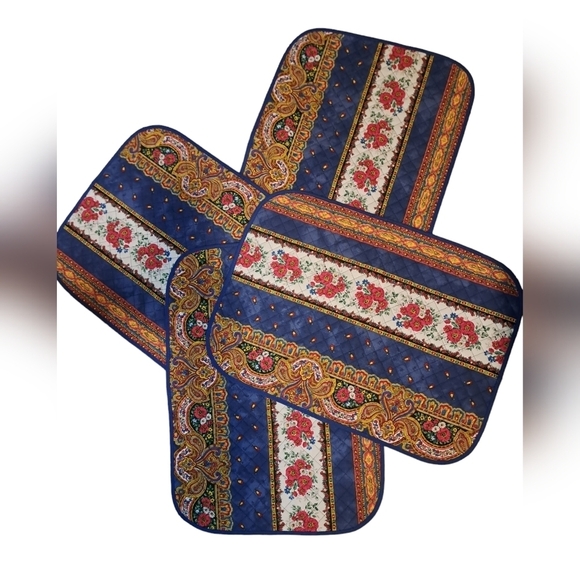 MARAT AVIGNON FRANCE quilted placemats FLORAL country shabby chic set 4 14x19 - Picture 2 of 9